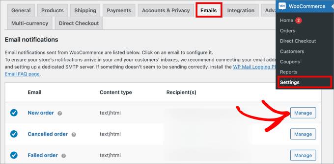 woocommerce email settings woocommerce email settings