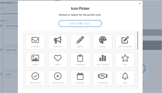 WPForms icon picker WPForms icon picker