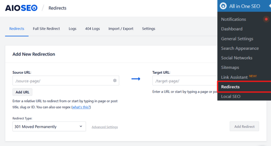 Set up redirects Set up redirects in AIOSEO