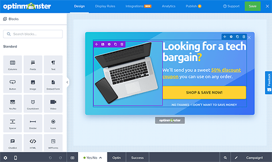 OptinMonsterキャンペーンの編集 キャンペーンビルダー