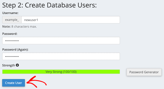 Create new database user Create new database user