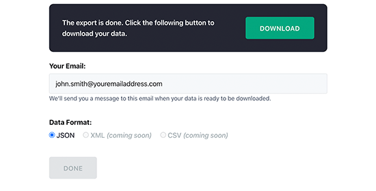 Download export file Download export file