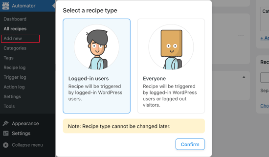 Wybierz „Użytkownicy zalogowani”