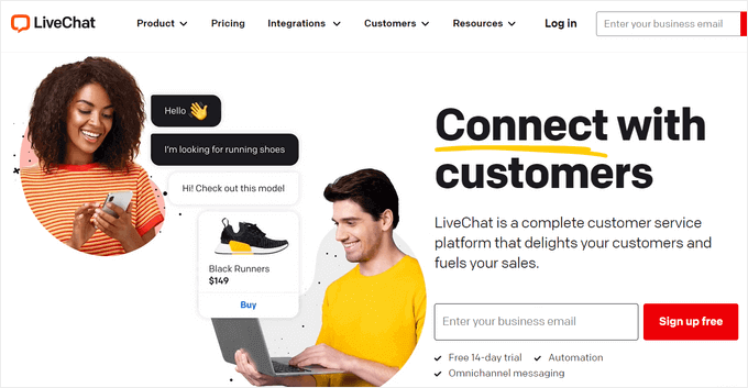 Live Chat sign up LiveChat