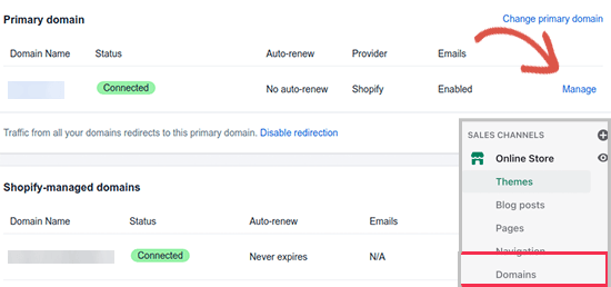 Manage Shopify domain Manage Shopify domain