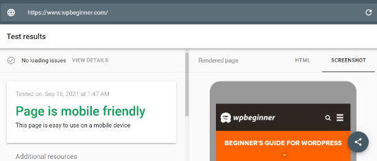 Rezultat testare compatibilitate mobilă Rezultat testare compatibilitate mobilă