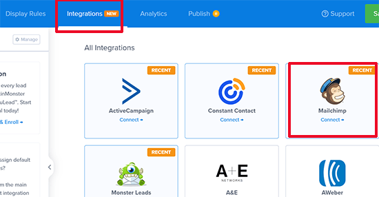 Nouvelle intégration MailChimp
