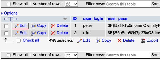 ユーザー名の横にある編集ボタンをクリック