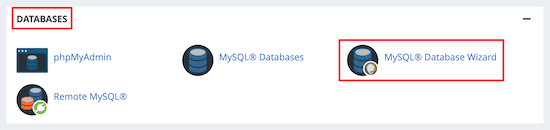 Select MySQL database wizard Select MySQL database wizard