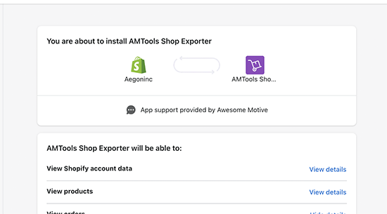 Shopify to WooCommerce app permissions Shopify to WooCommerce app permissions