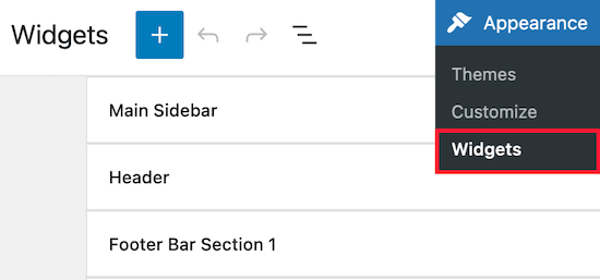 Widget menu example Widget menu example