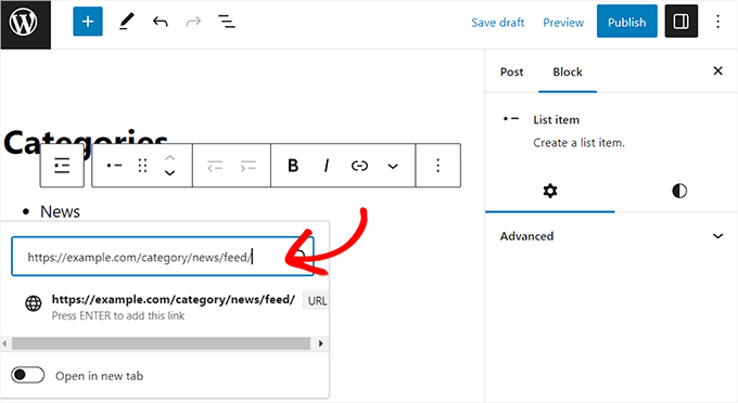 Adăugați linkuri RSS pentru fluxurile de categorii