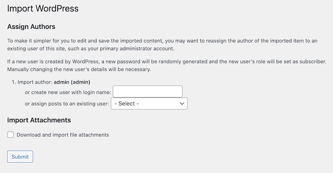Running the WordPress importer Assigning authors to imported posts