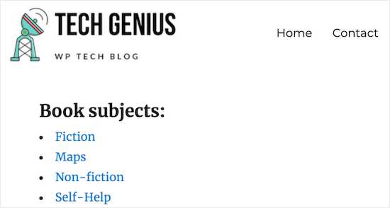 Lista över underordnade taxonomier på överordnad taxonomi