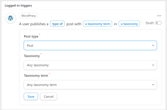 Choose post type to share on Twitter
