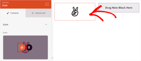 Click icon block twice Click icon block twice