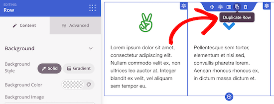 Duplicate icon and text row Duplicate icon and text row