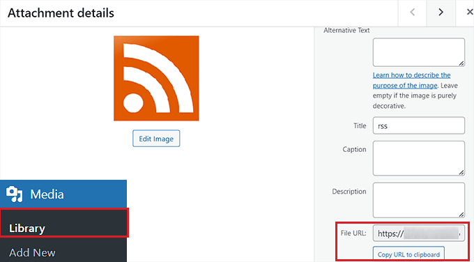 Copiați linkul imaginii din biblioteca media