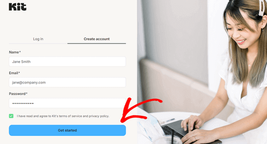 ConvertKit のメールパスワードを入力してください Kit(ConvertKit)アカウントを作成する