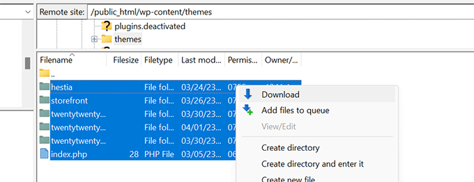 Download themes as backup Download themes as backup