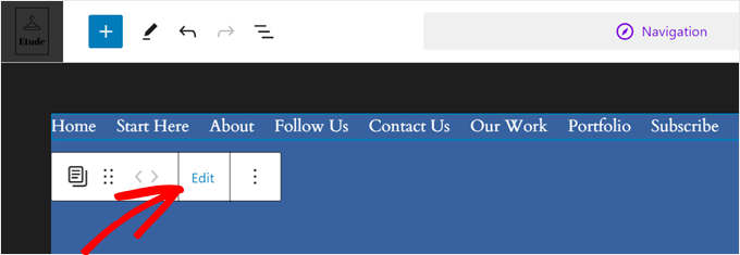 Bearbeiten des Seitenlistenblocks im Full Site Editor