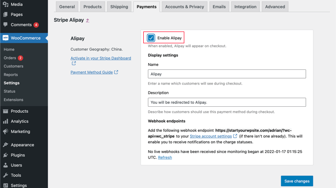 Enable Alipay in WooCommerce Enable Alipay in WooCommerce