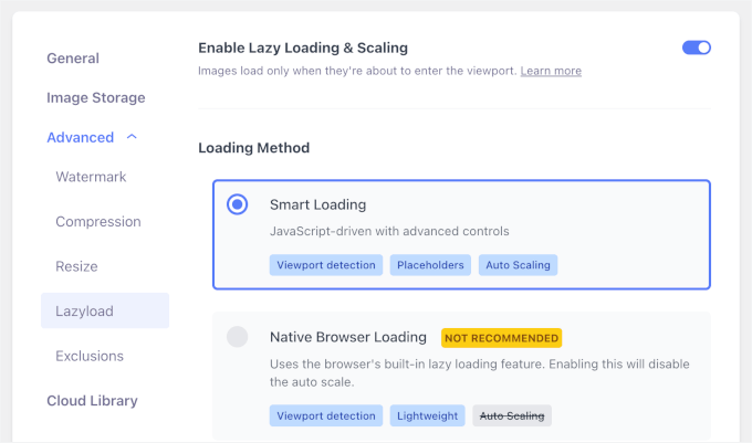 Optimoleの遅延読み込み設定エリア