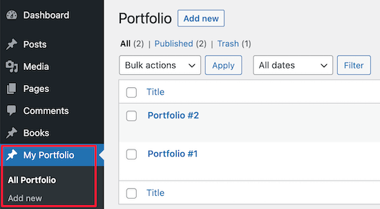 Portfolio custom post type example Portfolio custom post type example