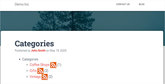 Previzualizare pentru fluxurile RSS ale categoriilor