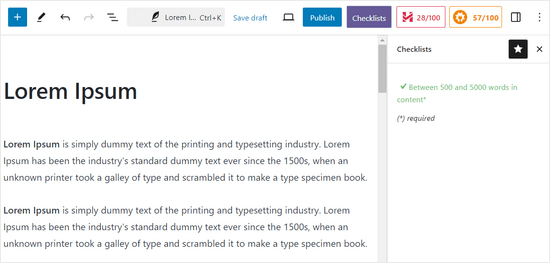 Green checkmark when the checklist task is met Green checkmark when the checklist task is met