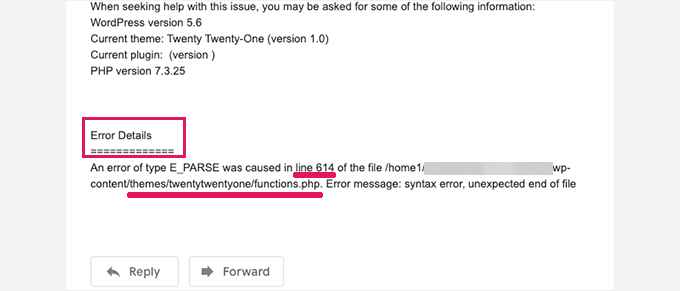 Recovery email error details Recovery email error details