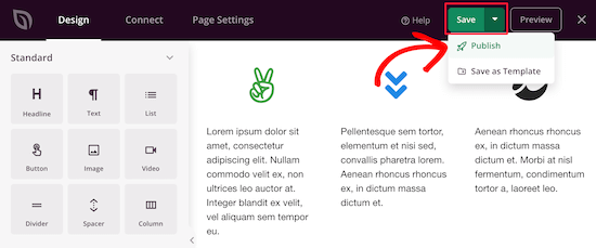Save and publish page Save and publish page