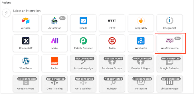 WooCommerce als Ihre Integration auswählen