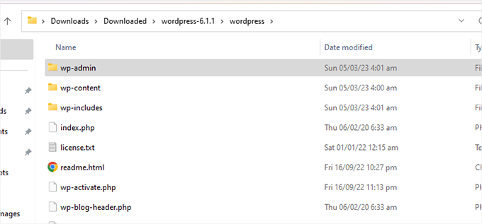 WordPress files WordPress files