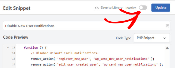 Inactive button in WPCode Inactive button in WPCode