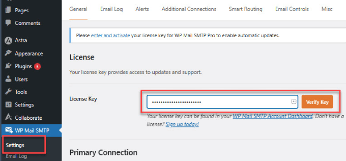 WP Mail SMTP verify key WP Mail SMTP verify key