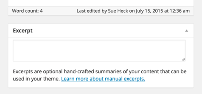Adding post excerpt in classic editor Adding post excerpt in classic editor