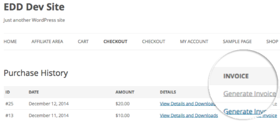 Click the generate invoice button Click the generate invoice button