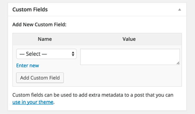 Custom fields in classic editor Custom fields in classic editor