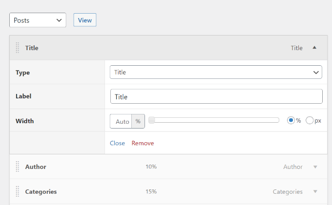 Editing admin columns Editing admin columns