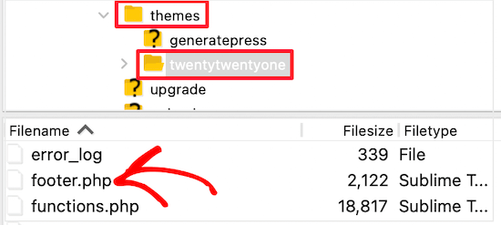 Open theme folder footer.php file Open theme folder footer.php file