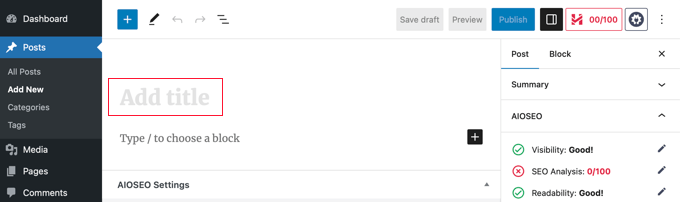 Add a post title in WordPress Add a post title in WordPress