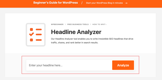 WPBeginner Free Headline Analyzer Tool WPBeginner Free Headline Analyzer Tool
