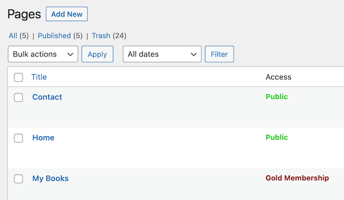 Páginas apenas para membros