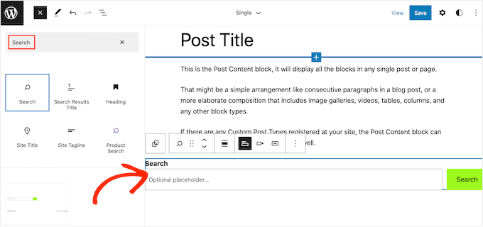 Adding a search block using the WordPress full-site editor Adding a search block using the WordPress full-site editor