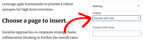 ページまたは投稿の表示オプションを選択