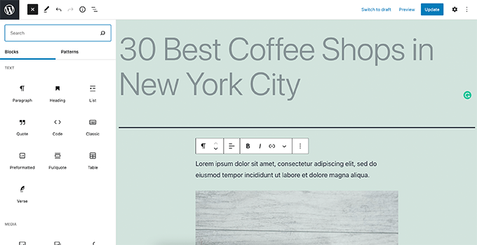 WordPress block editor