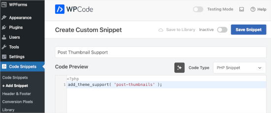 Adding post thumbnail support custom code Adding post thumbnail support custom code