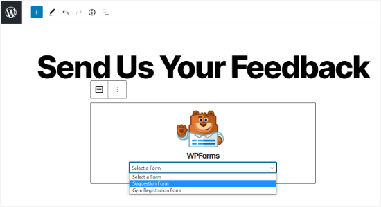 Choose your form from the dropdown Choose your form from the dropdown
