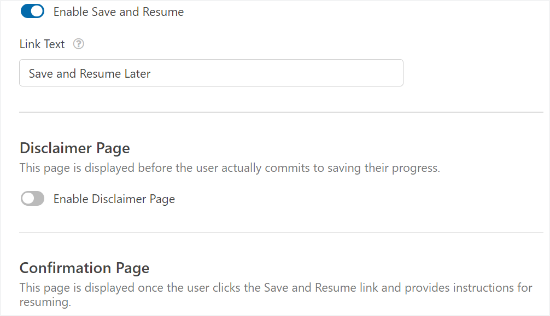 Edit save and resume settings Edit save and resume settings